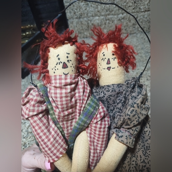 Vintage Collection Primitive Doll Raggedy Anne Dolls Couple Cottage Primitive - Picture 15 of 16